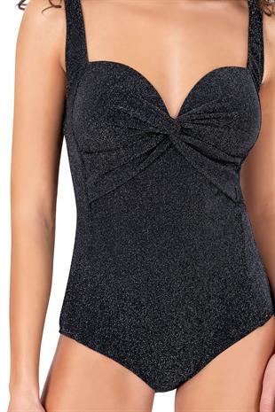 Endeep Kadın Siyah Simli Mayo