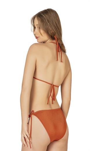 Endeep Kadın Aksesuar Detaylı Turuncu Üçgen Bikini Takımı