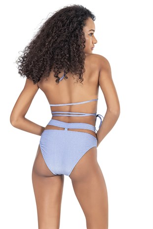 Endeep Kadın Buz Mavisi Çapraz Detaylı Üçgen Bikini Takımı