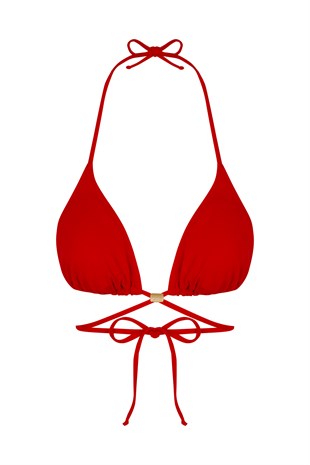 Beria Kadın Çapraz Bağlama Detaylı Üçgen İpli Kırmızı Bikini Takımı