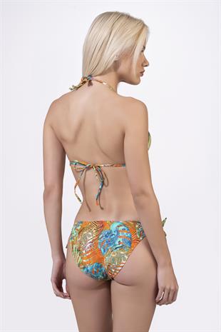 Endeep Kadın Dolgulu Kaplı Üçgen Desenli Bağlamalı Bikini Takımı