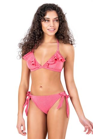 Endeep Kadın Fırfırlı Pembe Bikini Takımı