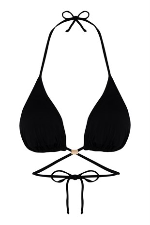 Beria Kadın Çapraz Bağlama Detaylı Üçgen İpli Siyah Bikini Takımı