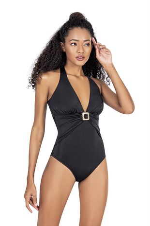 Endeep Kadın Aksesuar Detaylı Siyah Mayo