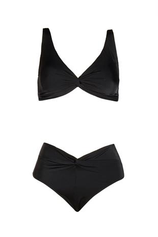 Endeep Kadın Yüksek Bel Siyah Bikini Takımı
