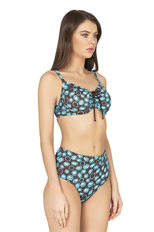 Endeep Kadın Destekli Balenli Yüksek Bel Mavi Bikini Takımı