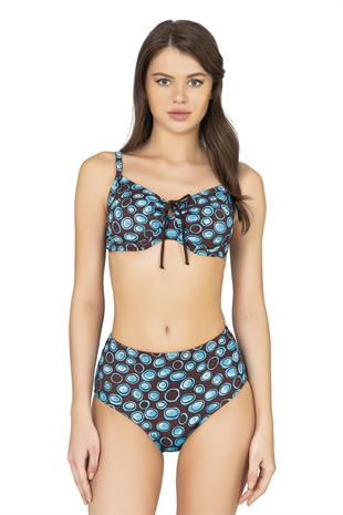 Endeep Kadın Destekli Balenli Yüksek Bel Mavi Bikini Takımı