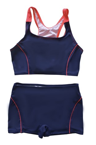 Endeep Kız Çocuk Şortlu Lacivert Yüzücü Bikini Takımı