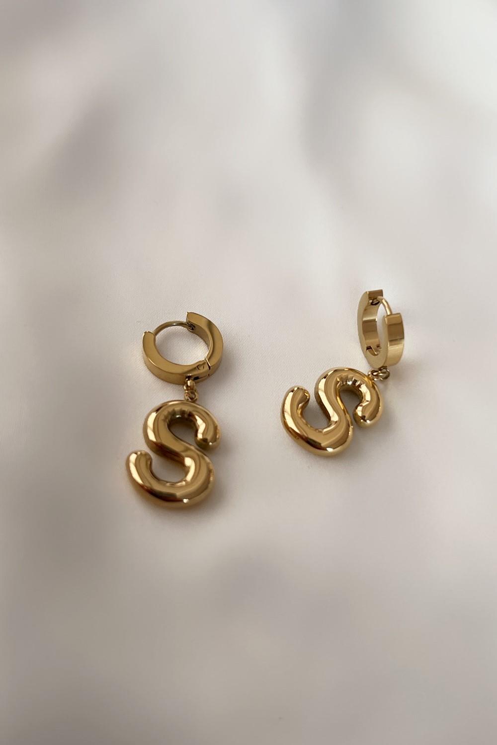 Letter Earrings Brass Inlaid Jewelry 26 English Letter - Temu
