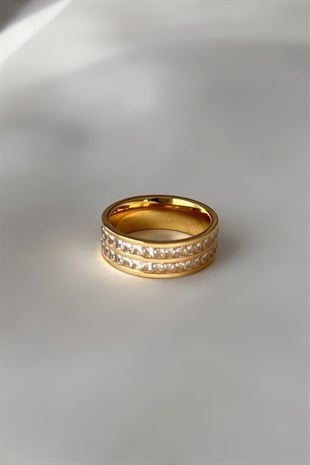 Square Zircon Çelik Yüzük