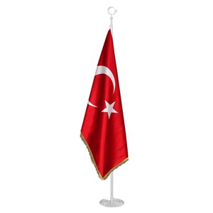 Trio Avm Makam Türk Bayrağı Çift Kat Saten Simli Kumaş 150 x 225 cm
