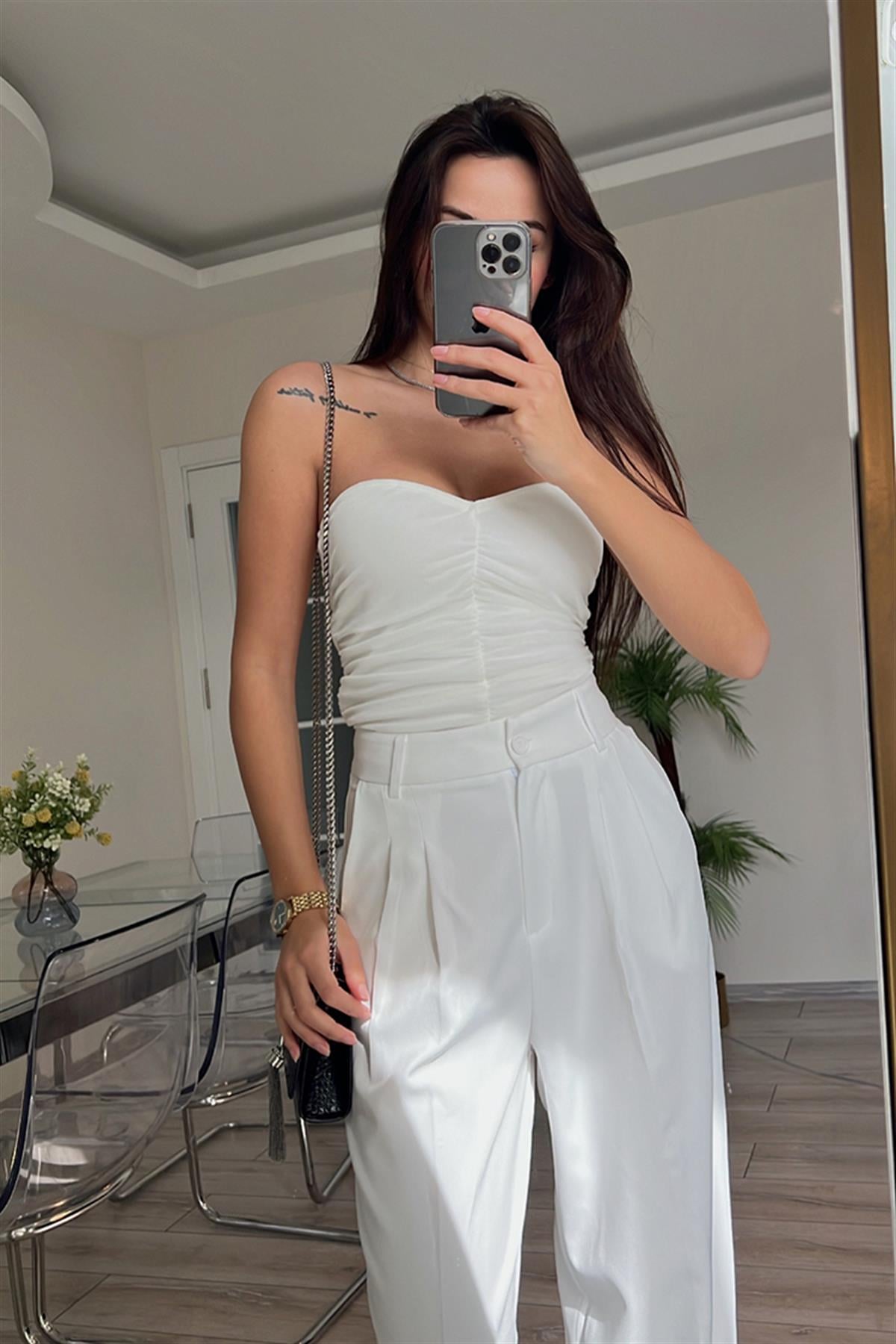 DRAPE DETAY KALP YAKA BÜSTİYER