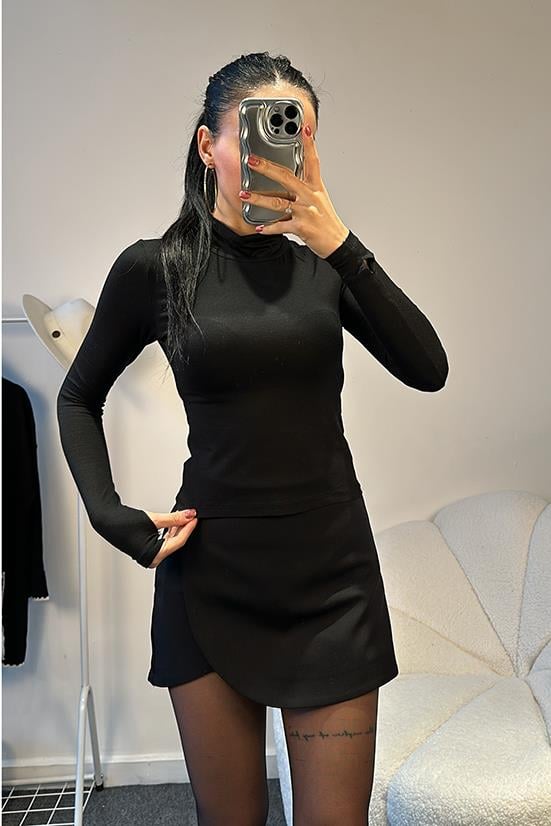 ROSE ŞORT DETAYLI MİNİ ETEK