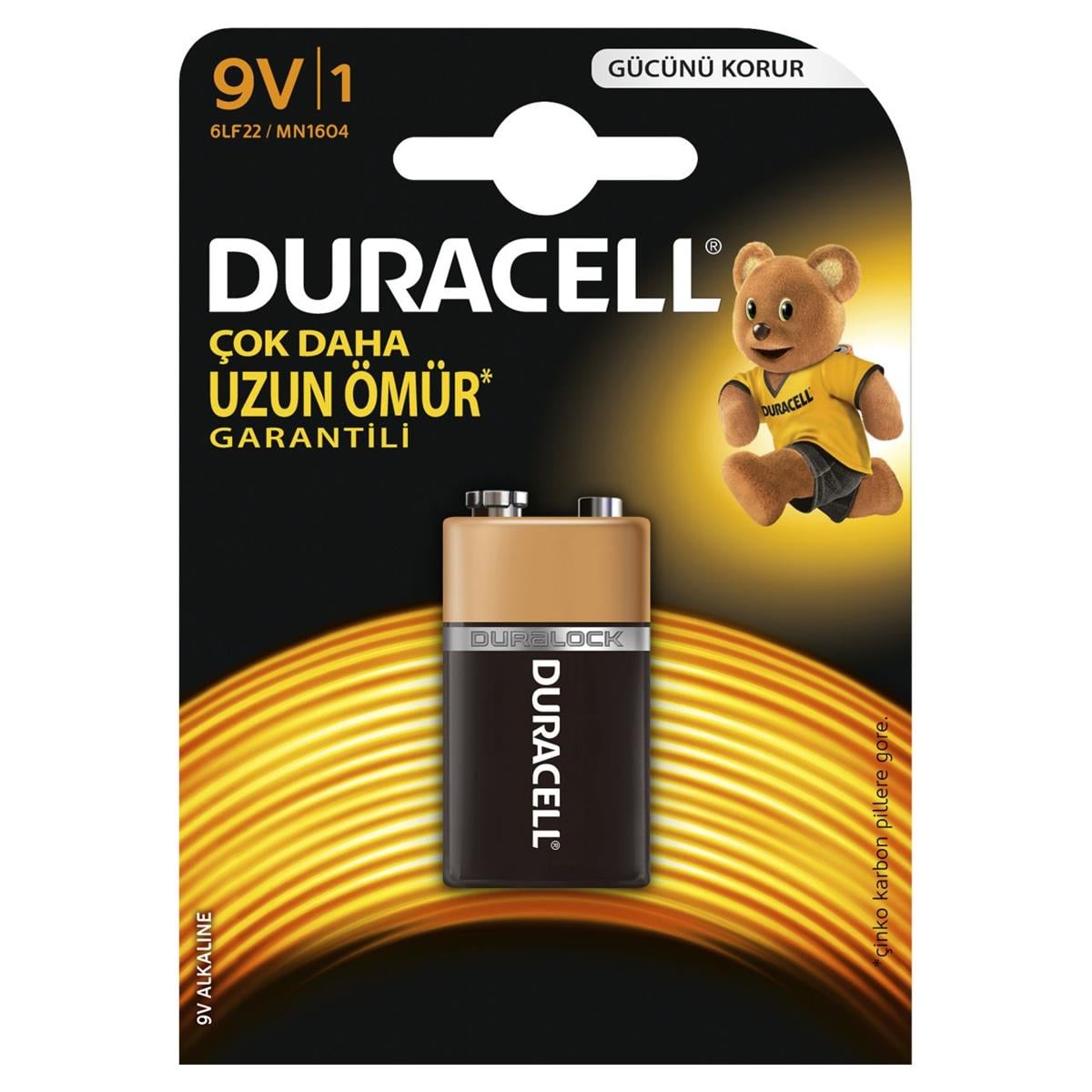 Duracell Alkalin 9 Volt Pil
