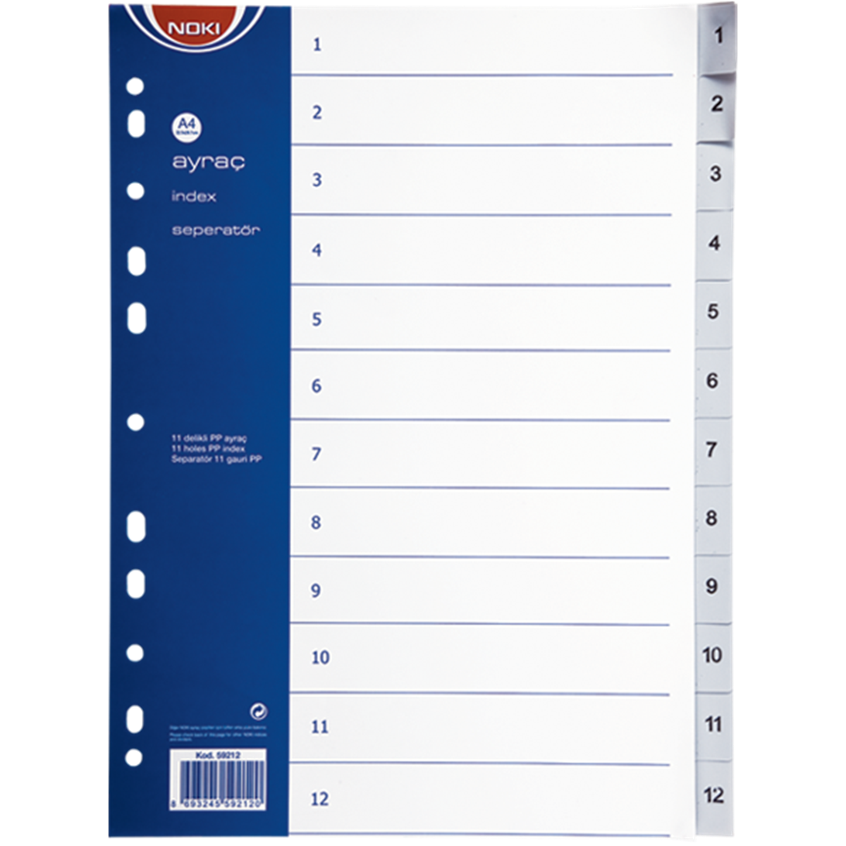 Noki Ayraç İndex Seperatör 1-12 Rakamlı Kod: 59212