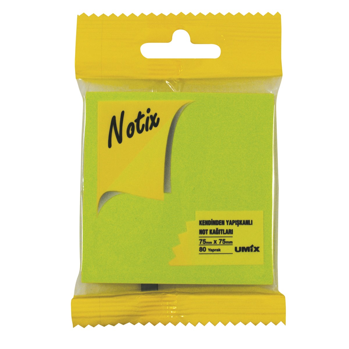 Notix Yapışkanlı Not Kağıdı 80 YP 75x75 Asmalı Fosforlu Yeşil N-NY-7575-FP [N-NY-7575-FP]