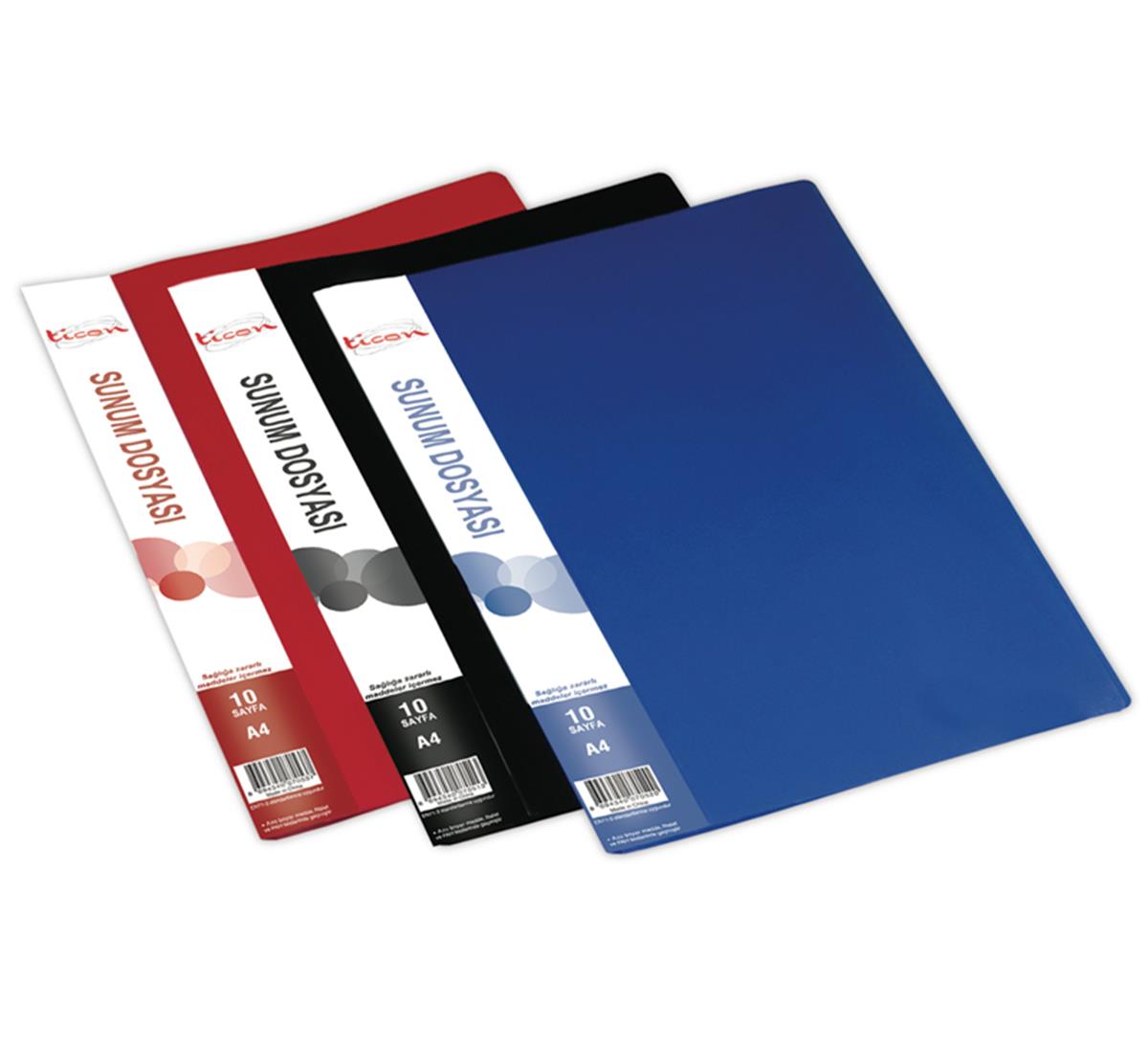 Ticon Katalog (Sunum) Dosyası 10 LU A4 Kırmızı 10253