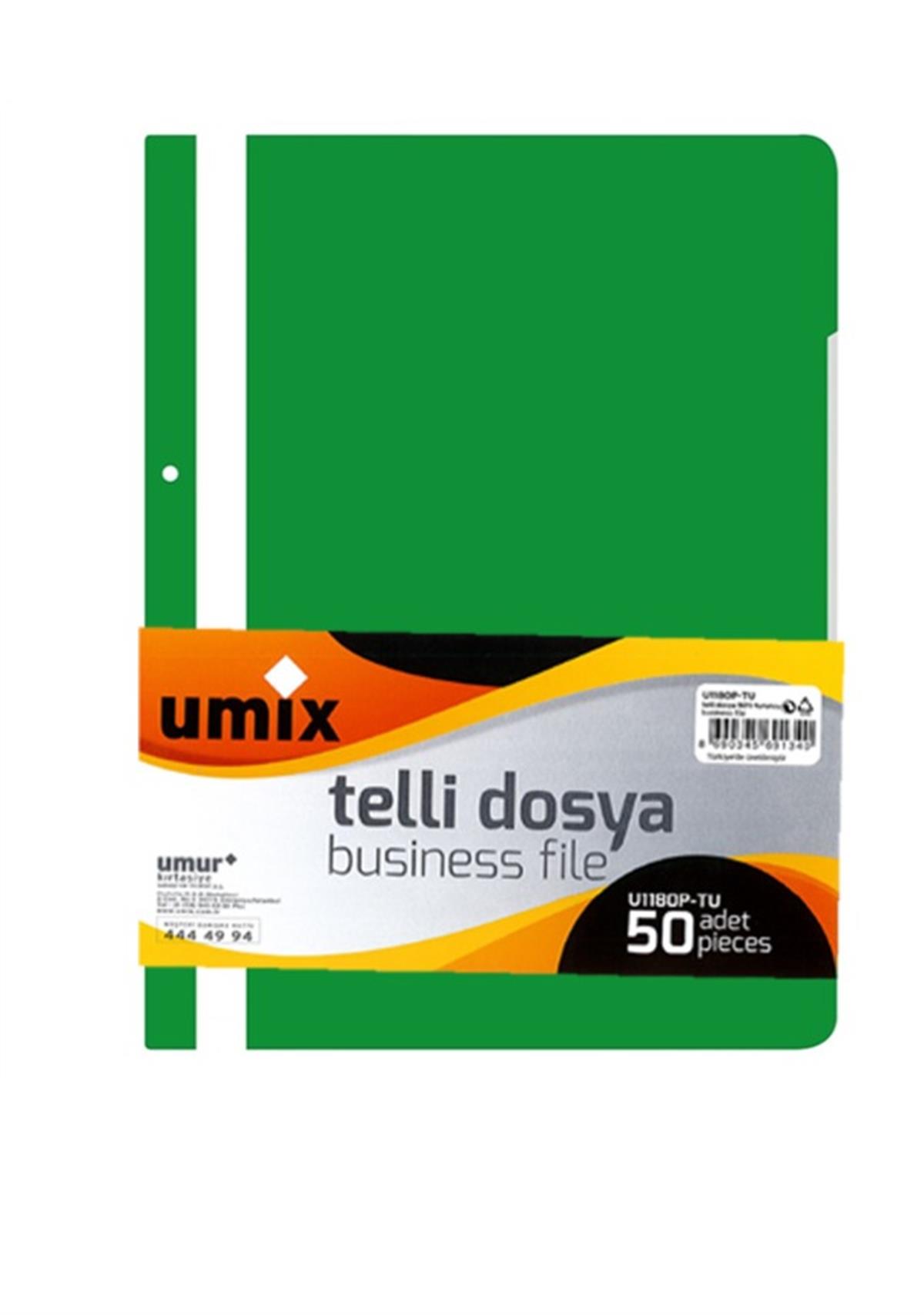 Umix Plus A4 Yeşil Telli Dosya 50 Li U1180P-YE