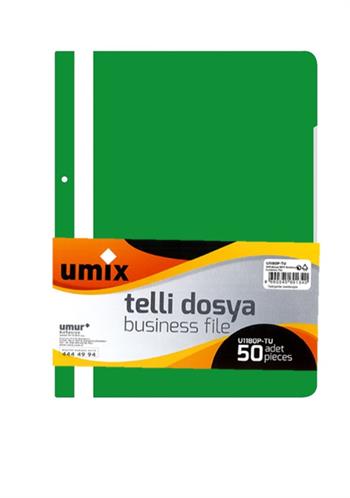 Umix Plus A4 Yeşil Telli Dosya 50 Li U1180P-YE