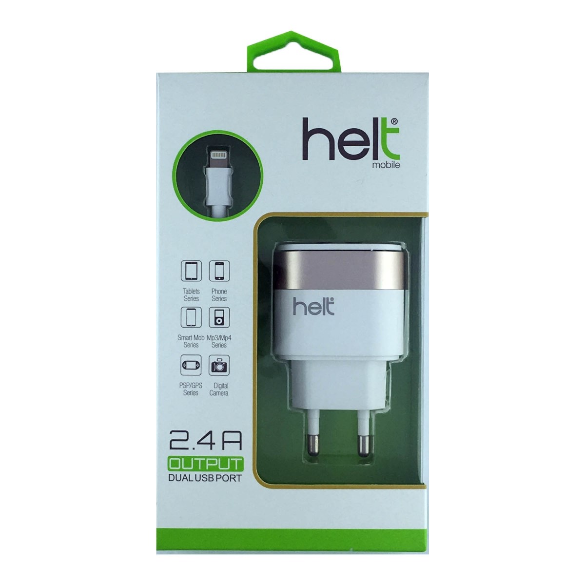 Helt HT-13 2 Çıkışlı 2400 mAh Lightning Kablo + Ev Tipi Şarj Aleti (Beyaz) NT-14578
