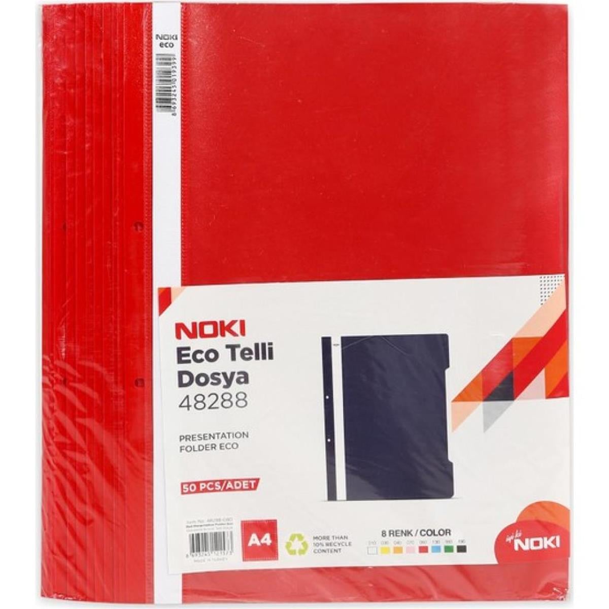 Noki Eco Plastik Telli Dosya Kırmızı 50 Li