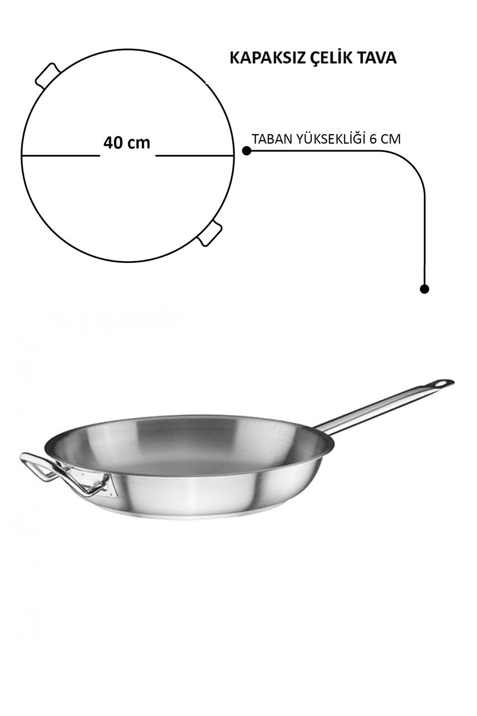 Yürük Paslanmaz Çelik 40x6 cm Tek Metal Saplı Kızartma Tavası,,Çelik Tavalar,Yürük,1040064,Premut