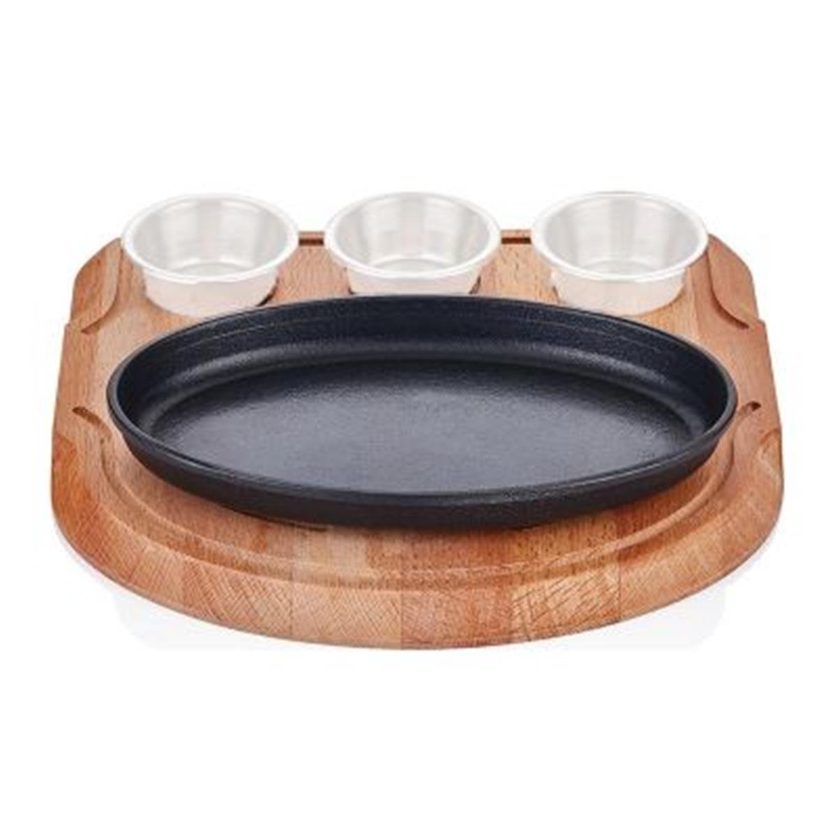 Altınbaşak Döküm Demir Oval Fajita Tavası+Sosluk Yerli Nihale, 23x14 cm,,Fajita Tavaları,Altınbaşak,1200905,Premut