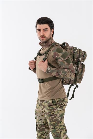 Combat Tactical Outdoor Taktik 35 Lt Sırt Çantası Su Geçirmez Yürüyüş Seyahat Dağcı Kamp Trekking Sırt Çantası 35 Lt-Kamuflaj-658