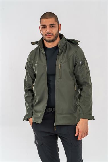 Combat Tactical Outdoor Taktik Mont Spor Kapüşonlu İçi Astarlı Mont Mevsimlik Softjell Dik Yaka Mont - 307C