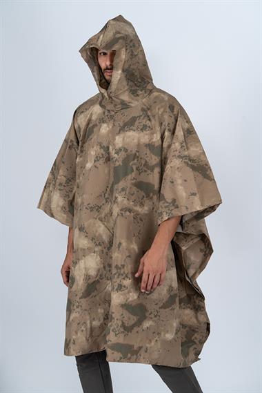 Askeri kamuflaj panço yağmurluk bornoz panço - 002