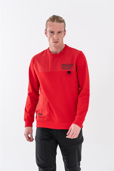 Combat Tactical Baskılı Uzun Kol Sıfır Yaka Tişört Bisiklet Yaka Günlük Basic Sweatshirt - 906 - B32