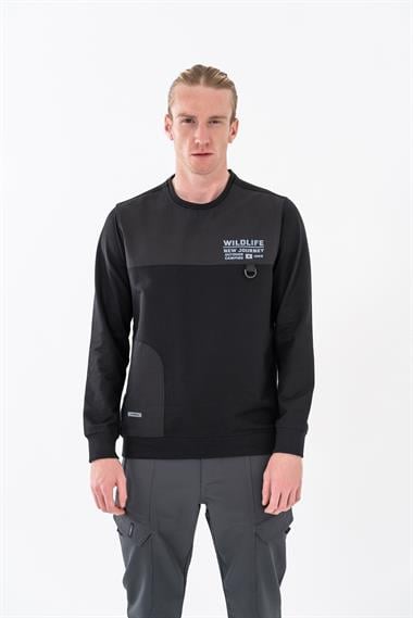 Combat Tactical Baskılı Uzun Kol Sıfır Yaka Tişört Bisiklet Yaka Günlük Basic Sweatshirt - 906 - B32