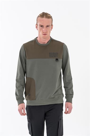 Combat Tactical Baskılı Uzun Kol Sıfır Yaka Tişört Bisiklet Yaka Günlük Basic Sweatshirt - 906 - B32