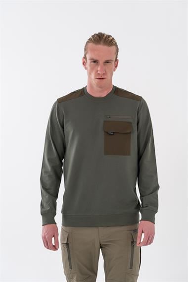 Combat Tactical Outdoor Baskılı Uzun Kol Sıfır Yaka Tişört Bisiklet Yaka Günlük Basic Sweatshirt - 907