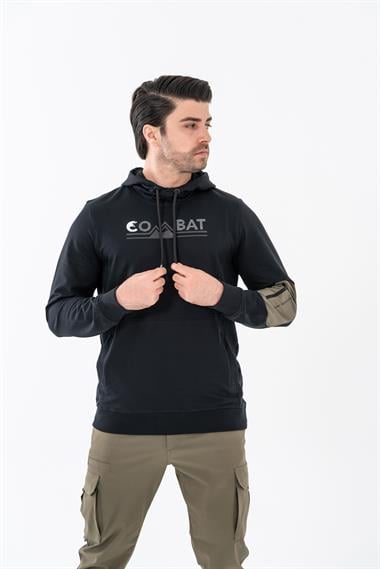 Combat Tactical Baskılı Uzun Kol Sıfır Yaka Tişört Bisiklet Yaka Günlük Basic Sweatshirt 