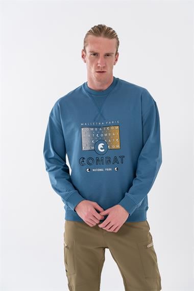 Combat Tactical Baskılı Uzun Kol Sıfır Yaka Tişört Bisiklet Yaka Günlük Basic Sweatshirt - 914