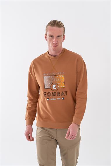 Combat Tactical Baskılı Uzun Kol Sıfır Yaka Tişört Bisiklet Yaka Günlük Basic Sweatshirt - 914