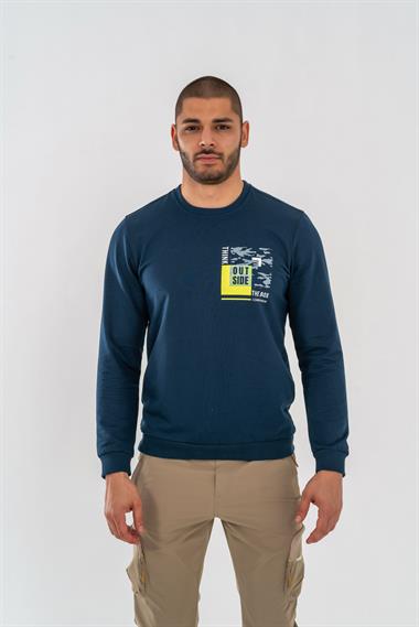 Combat Tactical Outdoor Tactik Baskılı Uzun Kol Sıfır Yaka Tişört Bisiklet Yaka Günlük Basic Sweatshirt - 902 Lacivert