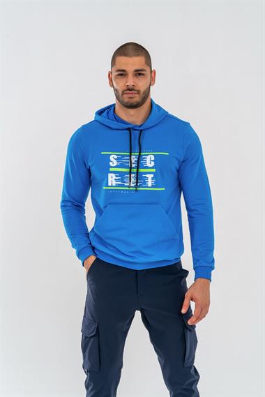 Combat Tactical Outdoor Kapüşonlu Kanguru Cepli Uzun Kol Kapşonlu Sweatshirt - 904 S.Mavi