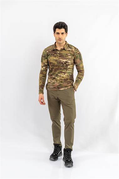 T-SHIRT TACTICAL U.KOL PİKE KAMUFLAJ  - 823