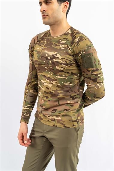 T-SHIRT TACTICAL U.KOL PİKE KAMUFLAJ  - 822