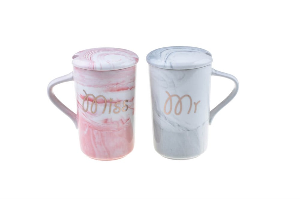 Bambum Aika  Mr & Mrs. 2'li Porselen Kupa Kapaklı