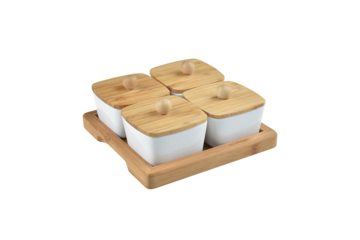 Bambum Lalin 9 Parça Bambu Kapaklı Kahvaltı Seti