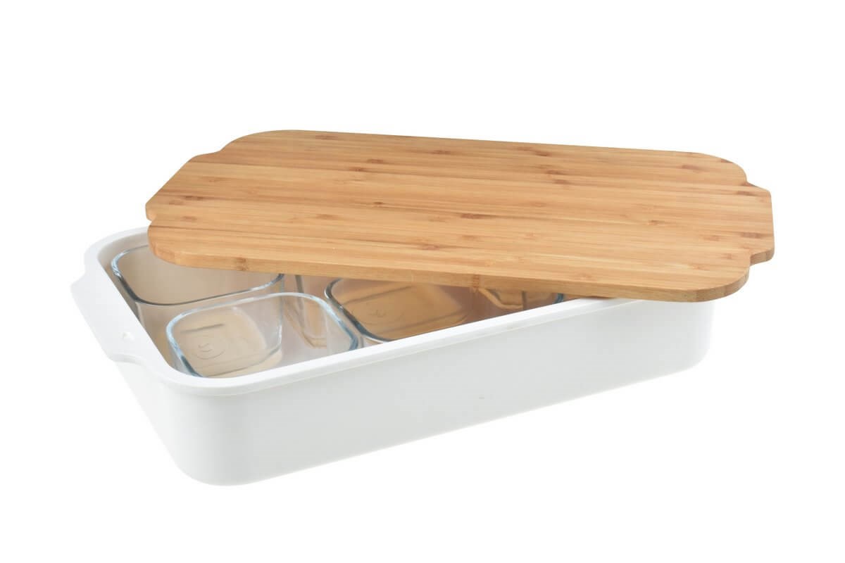 Bambum Liva - 8 Parça Bambu kapakli Kahvalti Seti Dikdörtgen B1702BambumServis & Sunum Ürünleri