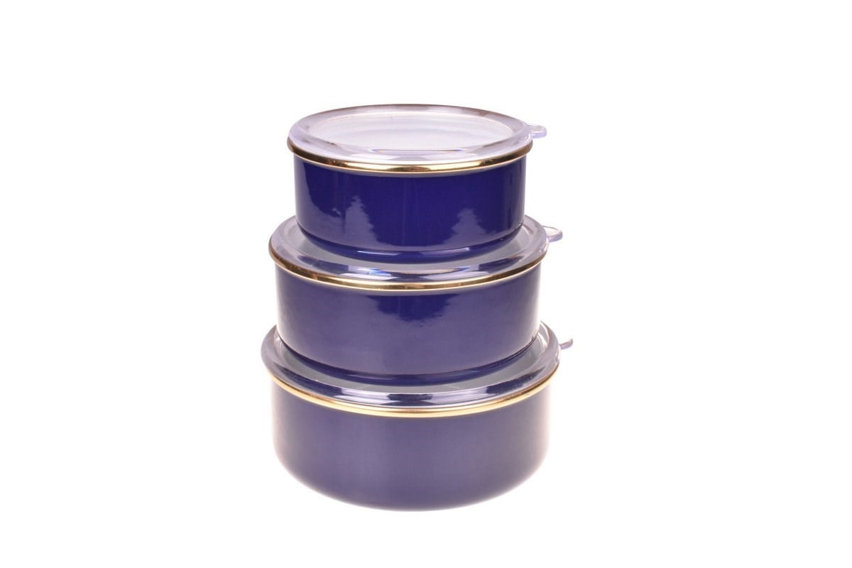 Bambum Sultan - 3'lü Saklama Kabi (14-16-18 cm) LacivertBambumKavanoz & Saklama Kabı