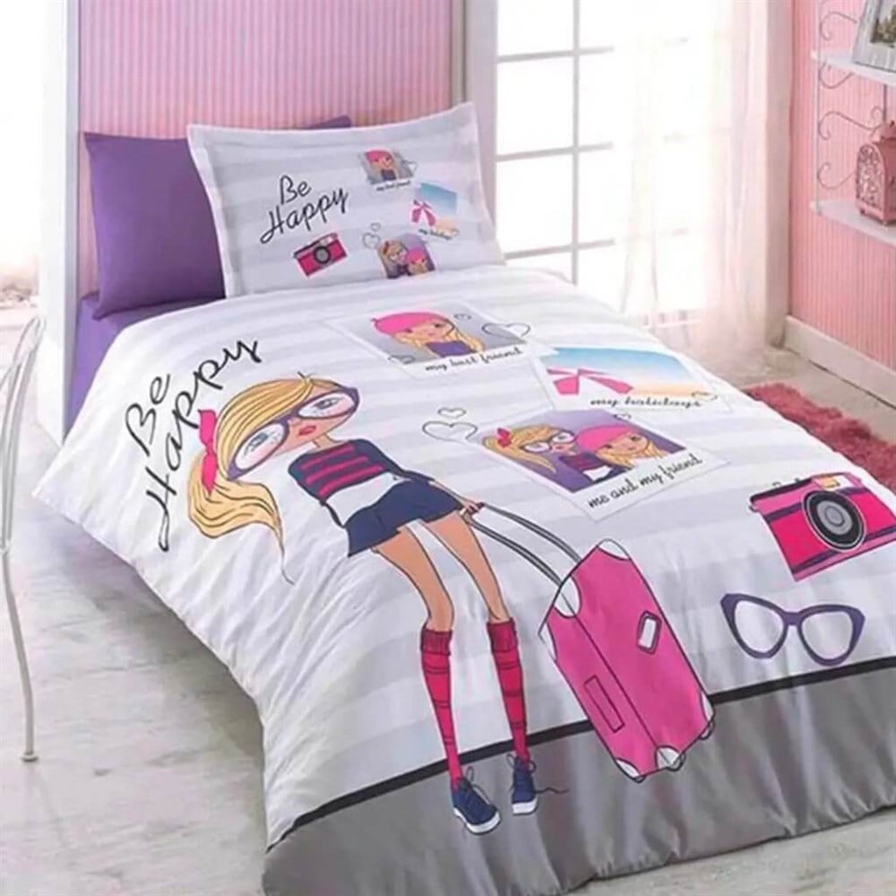 Be Happy Tek Kişilik Uyku Seti Mor