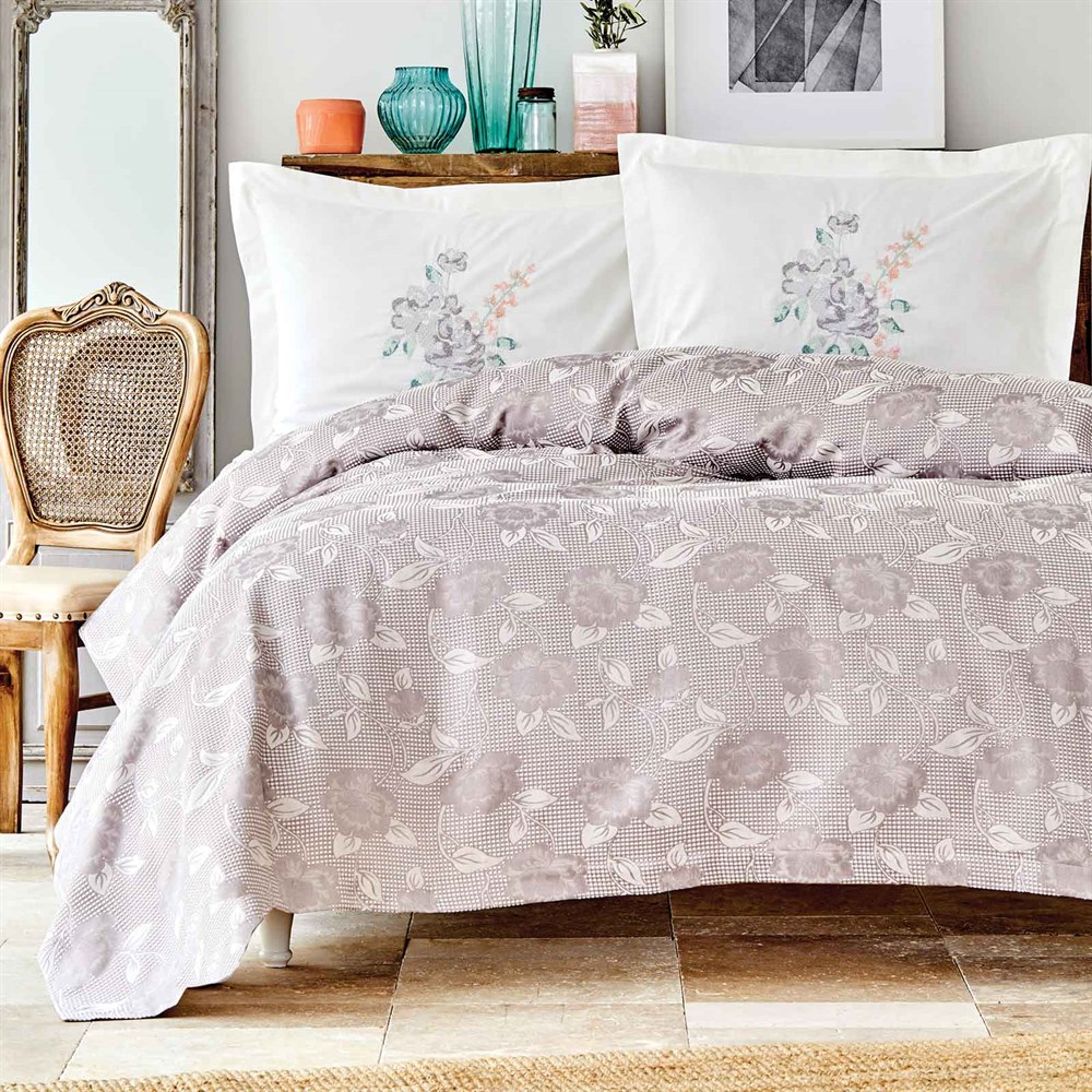 Karaca Home Lena Lila Pamuk Çift Kişilik Pike Takımı