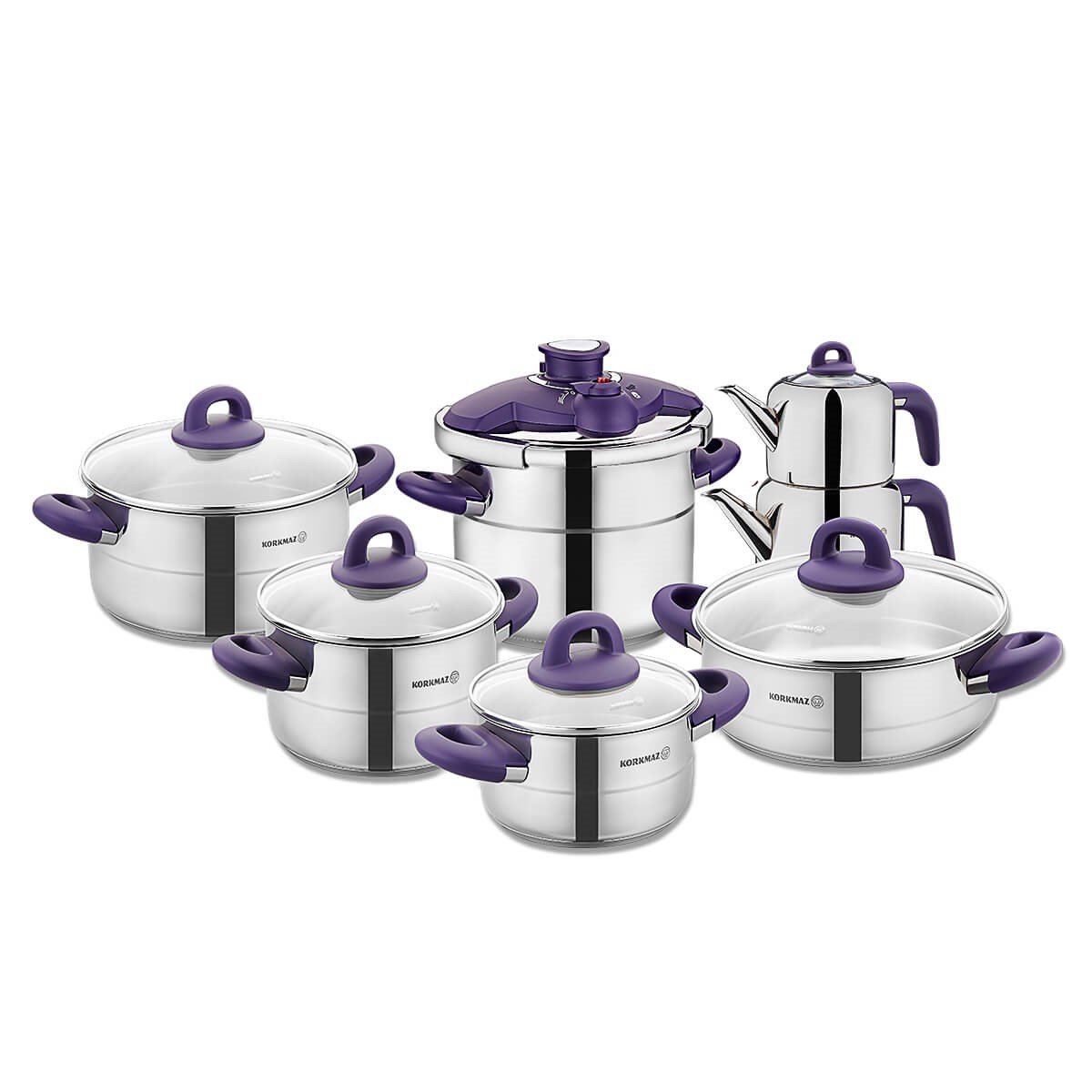 Korkmaz Hera Lavanta 14 Parça Çelik Çeyiz Seti A1708KorkmazÇelik Çeyiz Seti