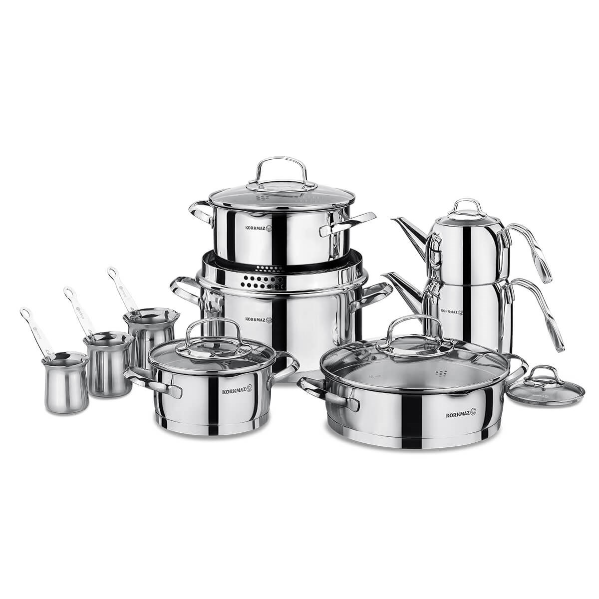 Korkmaz Steama 15 Parça Çelik Çeyiz Seti A1702KorkmazÇelik Çeyiz Seti