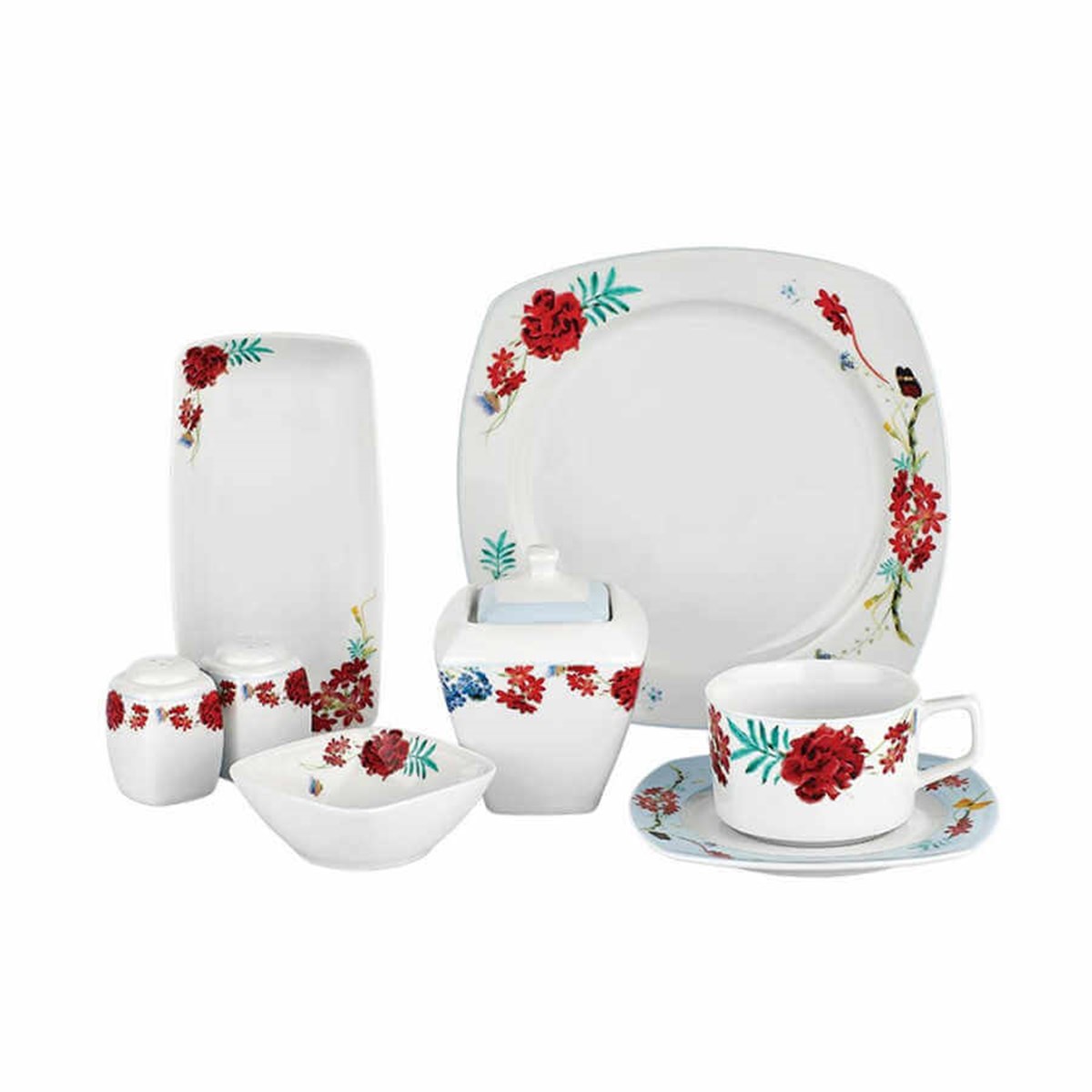 Korkmaz Super White 28 Parça Kare Kahvaltı Seti A8613Korkmaz6 Kişilik Yemek Takımı